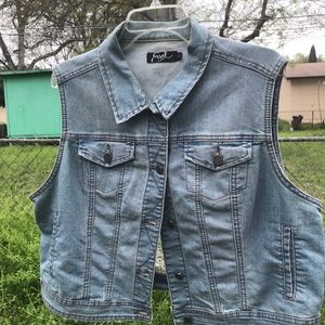 Denim Vest  with Lace XL